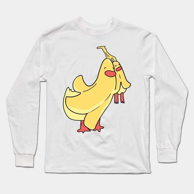 Cute banana duck with duckling Long Sleeve T-Shirt by Houseinthevillage